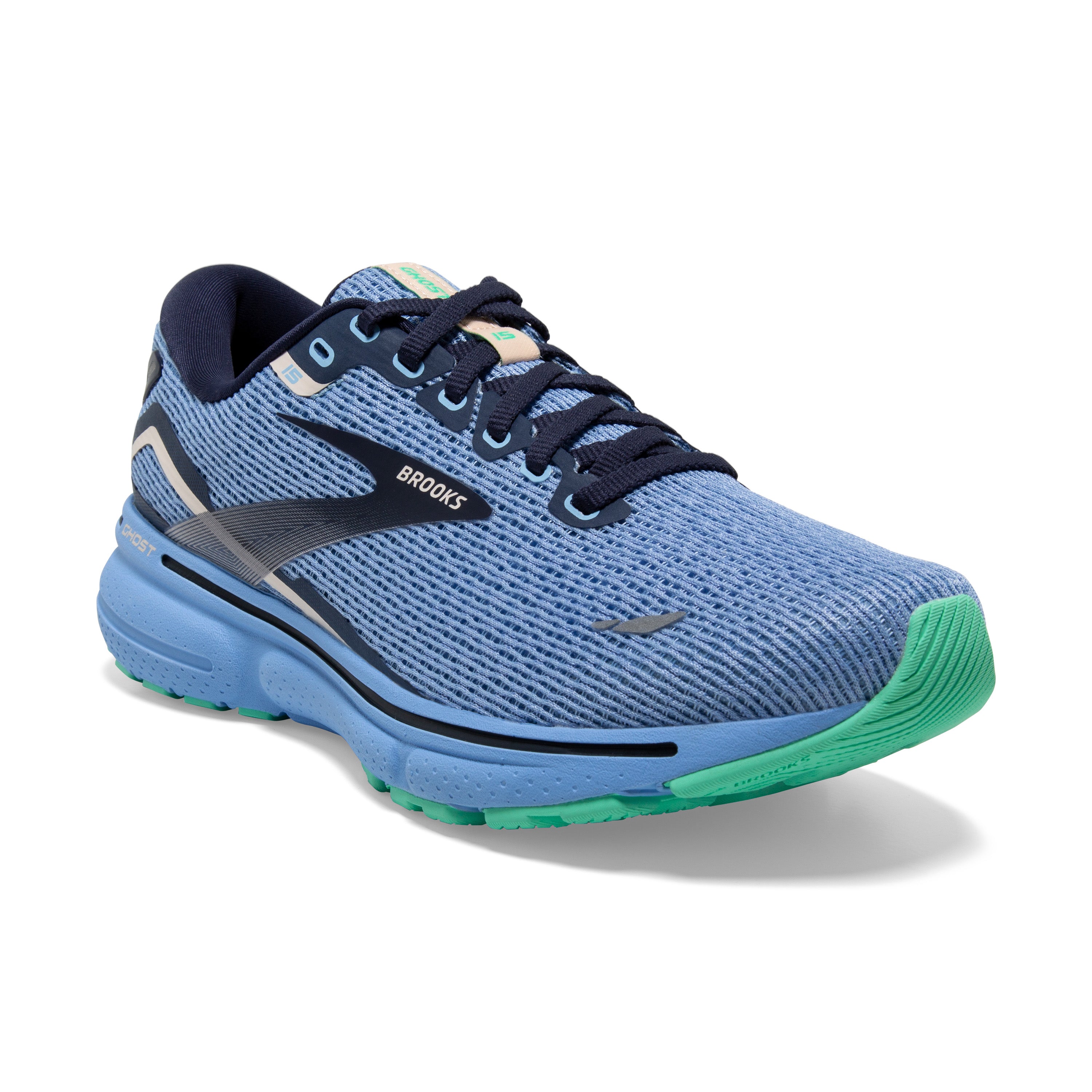 Women's Brooks Ghost 15 1203801B472 Color: Blue/ Peacoat / Linen ...