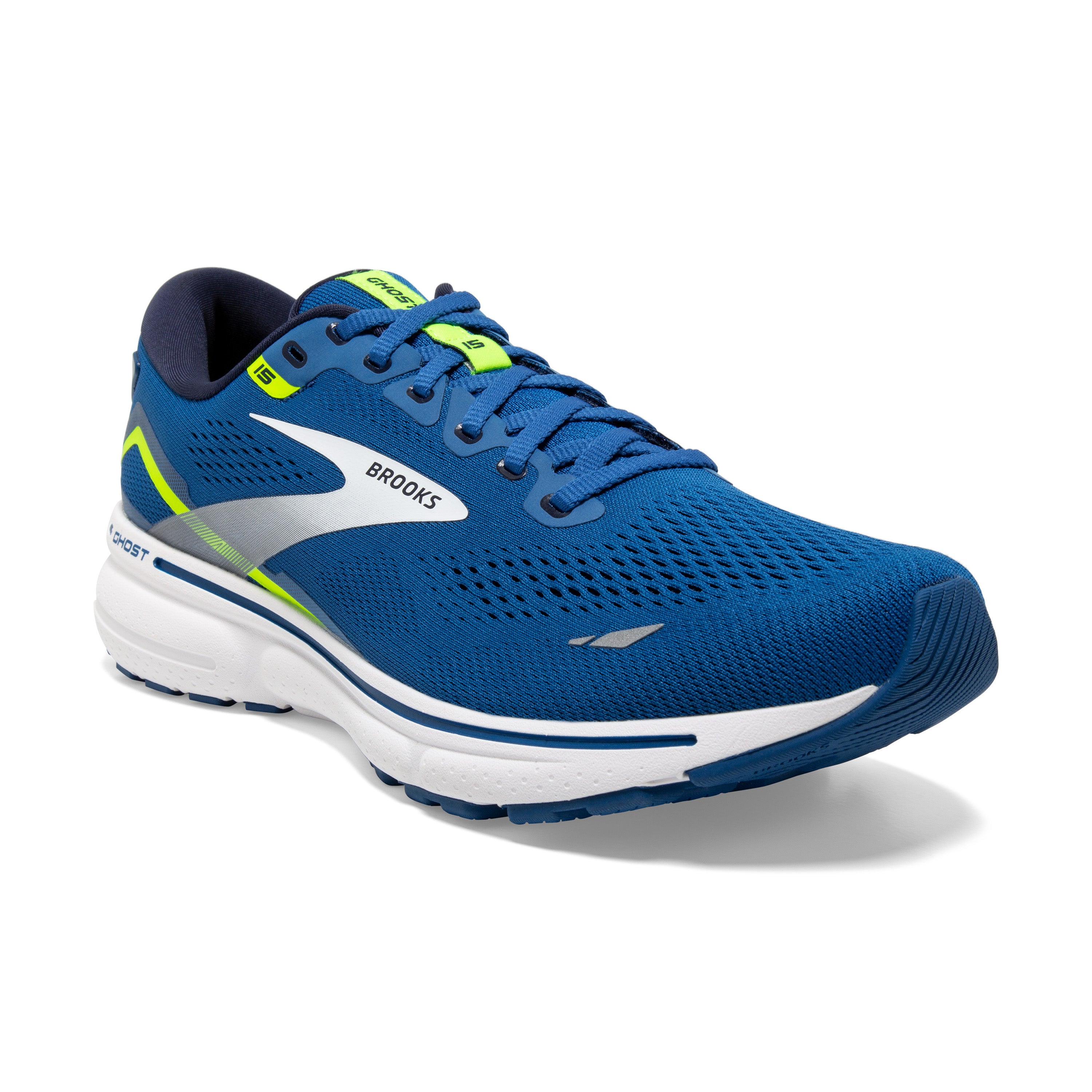 Men's Brooks Ghost 15 1103931D482 Color: Blue/Nightlife/White – Brown's ...